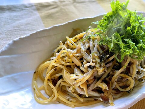 フライパン１つ！韓国海苔としらすのパスタ